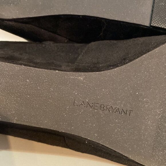 Lane Bryant Womens Black Suede Wedge Ankle Boots Classic Minimalist Everyday - Picture 12 of 13